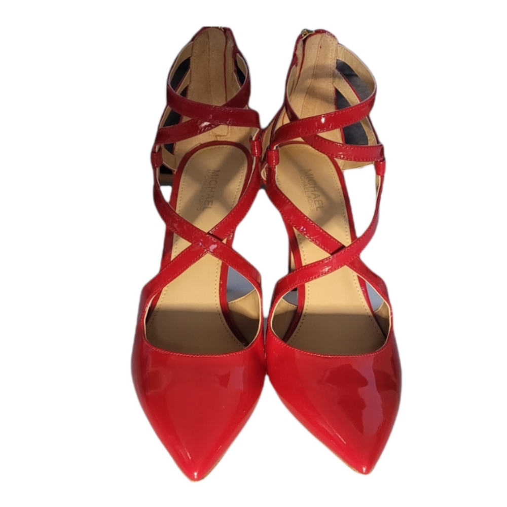 Michael Michael Kors Womens Catia Leather Pointed Toe Ankle Strap Classic Pumps